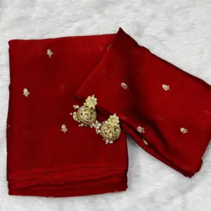 Fancy crush fabric with handwork Butti Sarees With Blouse Piece