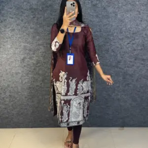 Viral Kalamkari khalahasti kota chex kurti with kalamkari dupatta