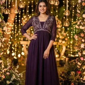 Ready to wear gown with embroidery and hand work
