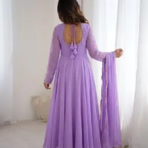 Premium Georgette Minnale Anarkali Set With Bottom & Dupatta