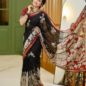 Georgette Zari Border Saree