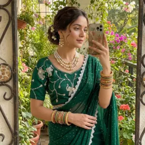Satin Silk Saree with Blouse