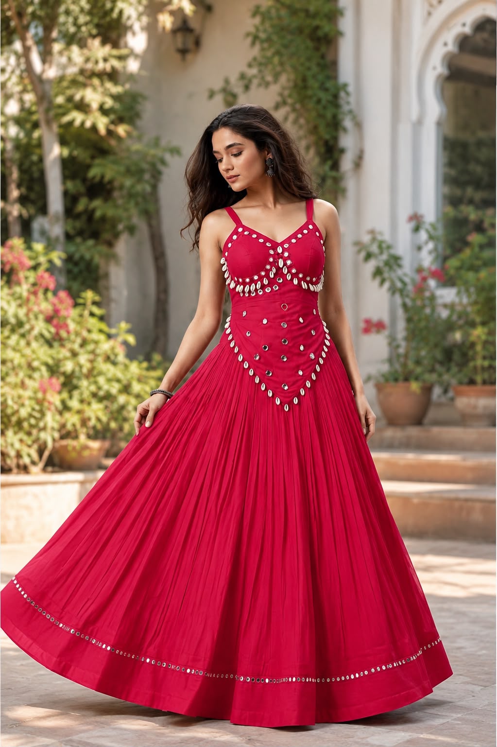 Garba 2613 Shell and Mirror Lehenga Choli
