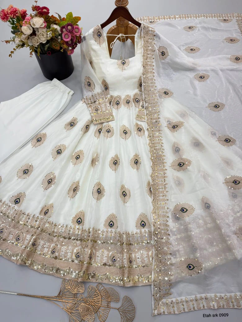 Fendy Silk Gown with Dupatta