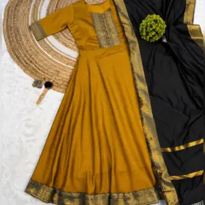 Silk Cotton Anarkali Set