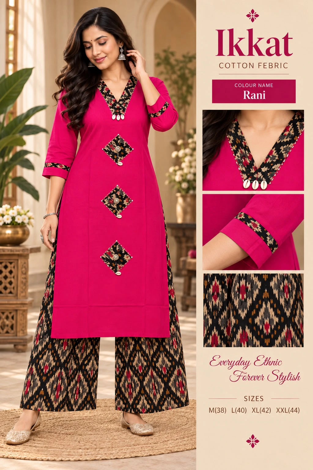 Cotton Ikkat Co-ord Set for Women