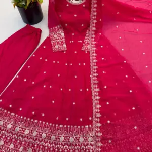 Crunchy Silk Embroidered Gown Set