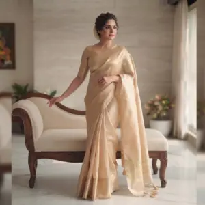 Gold Tissue Saree with Blouse
