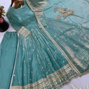 Fendy Silk Embroidered Gown Set