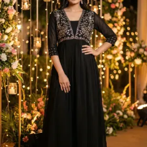 Ready to wear gown with embroidery and hand work