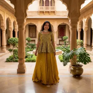 Space Silk Peplum Lehenga Set