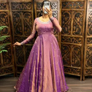 Premium South Silk Gown with Dupatta