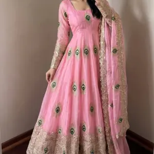 Fendy Silk Gown with Dupatta
