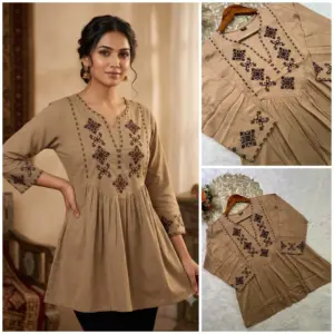 Designer Rayon Tunic with Cross-stitch Embroidery