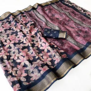 Slub Cotton Saree with Blouse