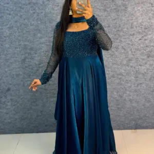 Exclusive party wear 3 in 1 style gown outfit