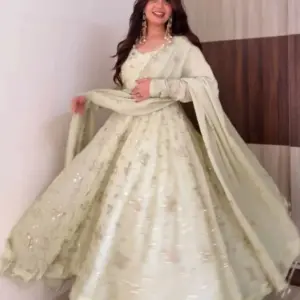 Fendy Silk Gown with Dupatta