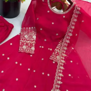 Crunchy Silk Embroidered Gown Set