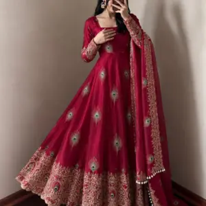 Fendy Silk Gown with Dupatta