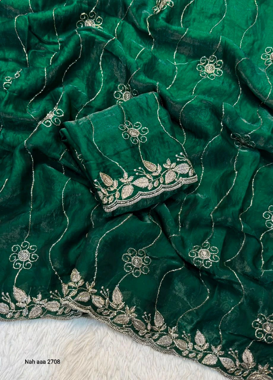 Fancy Space Silk Saree with Sequin Embroidery & C Pallu