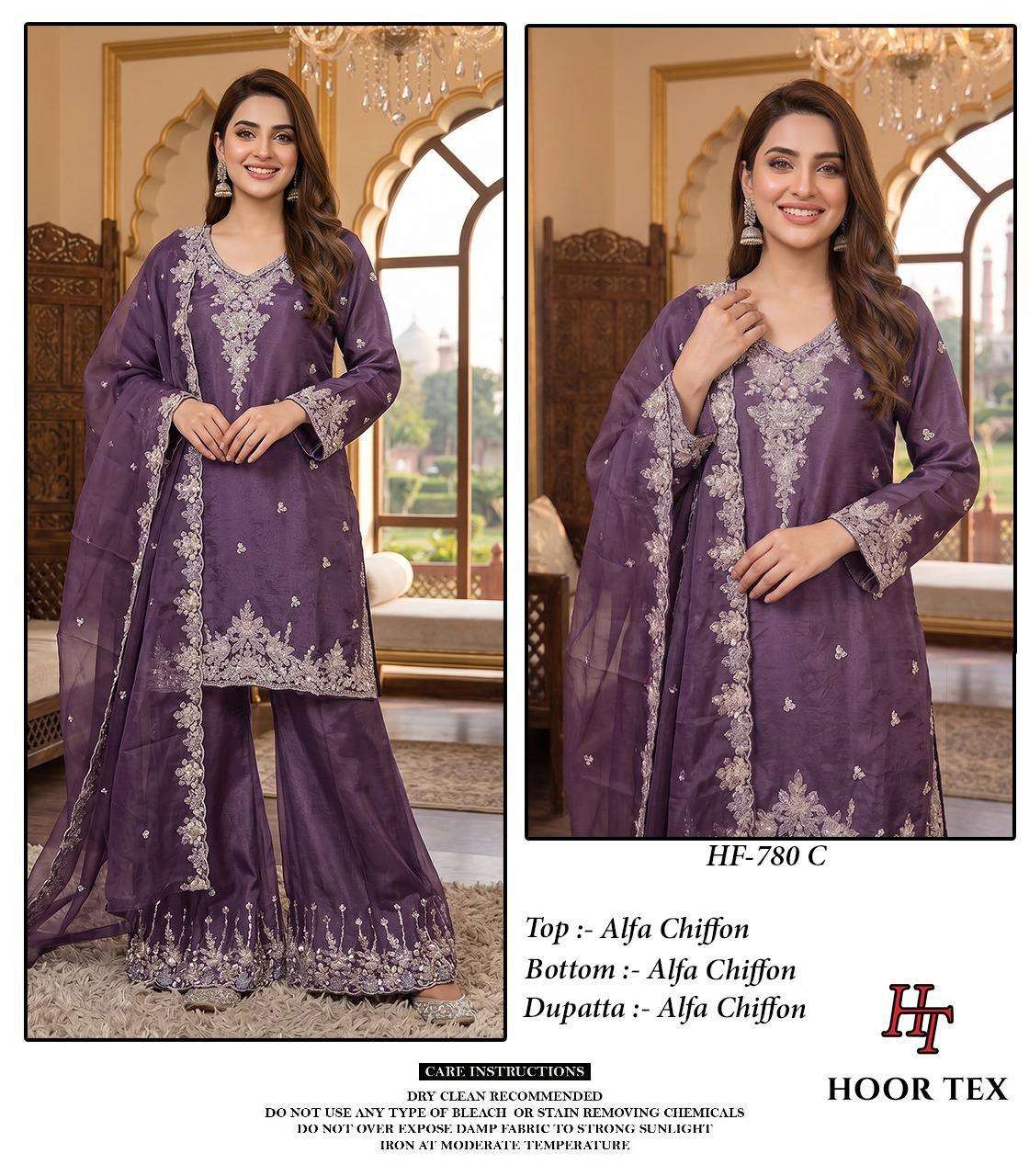 Hoor Tex HF-780 780-C Chiffon Sharara Suit
