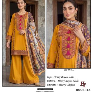 Hoor Tex HF-951 951-D Rayon Satin Sharara Suit