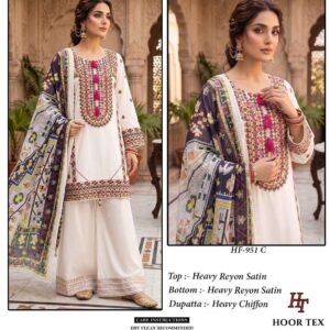 Hoor Tex HF-951 951-C Rayon Satin Sharara Suit