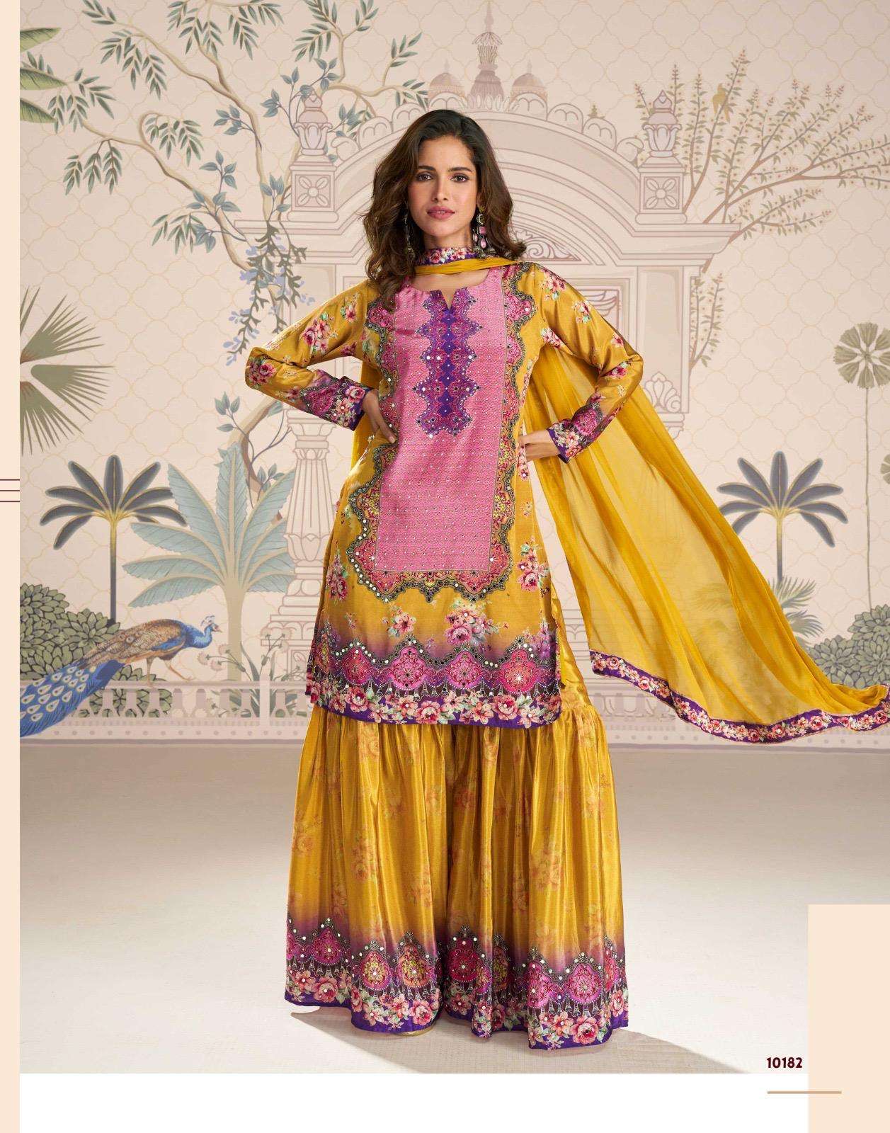 Sayuri Kirti 10182 Crepe Silk Mirror Work Sharara Set