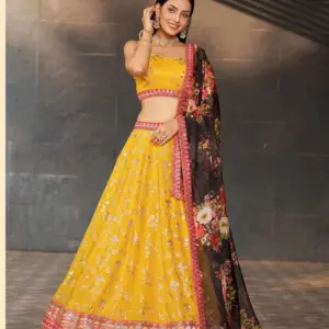 Zeel Clothing Golden Palm 8001 Georgette Lehenga