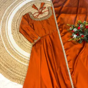 Rangoli Silk Anarkali Gown with Dupatta