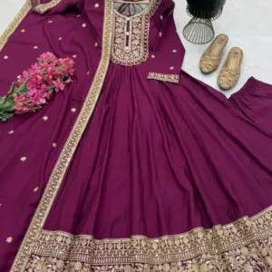 Roman Silk Anarkali Set – Design 2