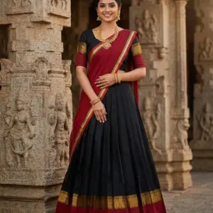 Kanchi Cotton Zari Woven Lehenga Set