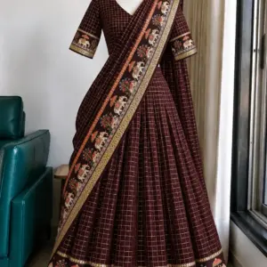 Viscose Zari Woven Lehenga Set