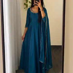 Rangoli Silk Anarkali Gown with Dupatta