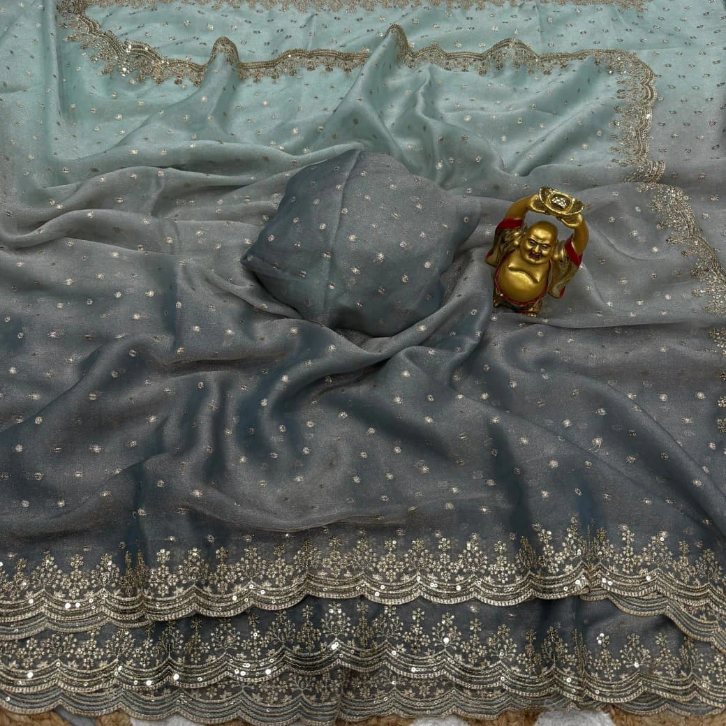 Moss Butti Sequinned Saree