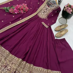Roman Silk Anarkali Set – Design 2