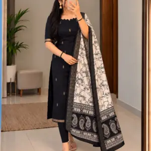 Cotton Top with Chennuri Silk Kalamkari Dupatta