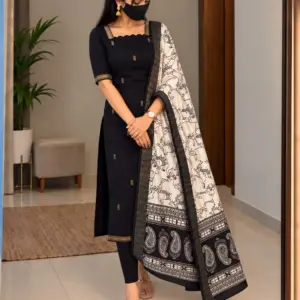 Cotton Top with Chennuri Silk Kalamkari Dupatta