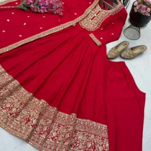 Roman Silk Anarkali Set – Design 2