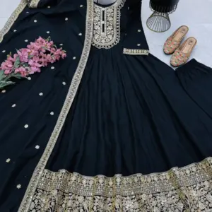 Roman Silk Anarkali Set – Design 2