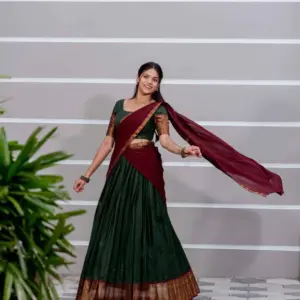 Kanchi Cotton Zari Woven Lehenga Set
