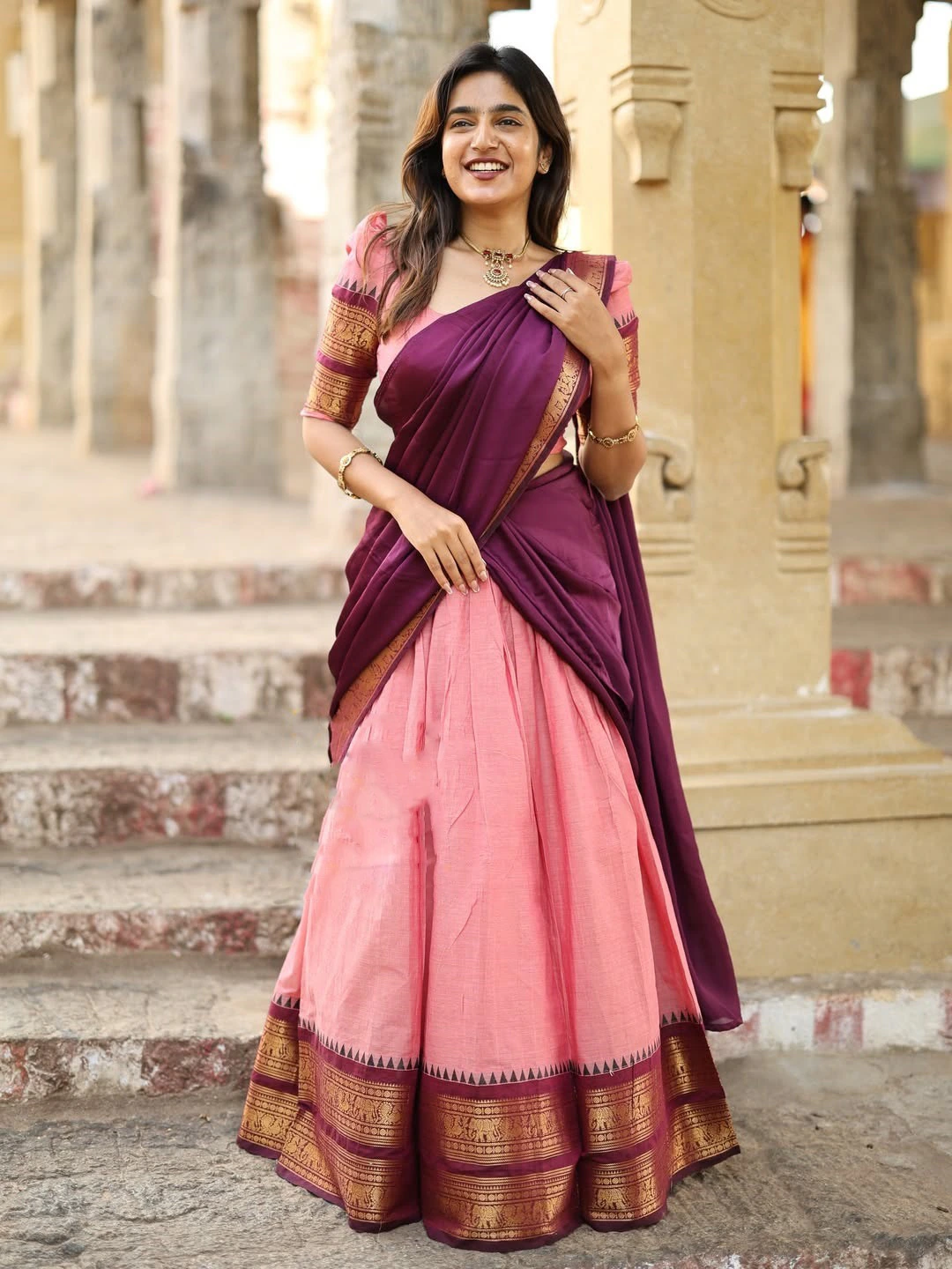 Kanchi Cotton Zari Woven Lehenga Set