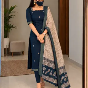Cotton Top with Chennuri Silk Kalamkari Dupatta