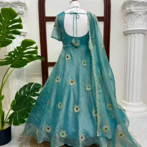 Salsa Silk Gown with Pant Set & Dupatta