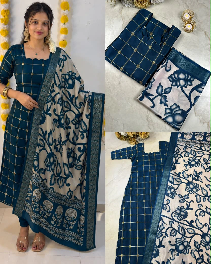 Kurti with Kalamkari Dupatta