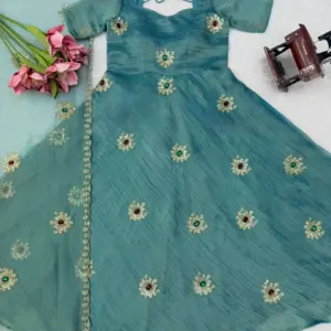 Salsa Silk Gown with Pant Set & Dupatta