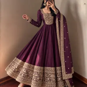Roman Silk Anarkali Set – Design 2