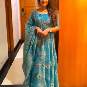 Salsa Silk Gown with Pant Set & Dupatta