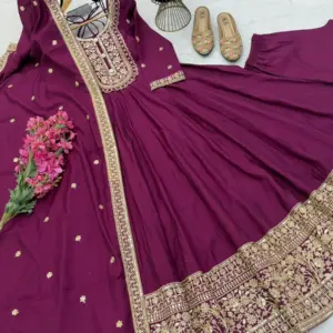 Roman Silk Anarkali Set – Design 2