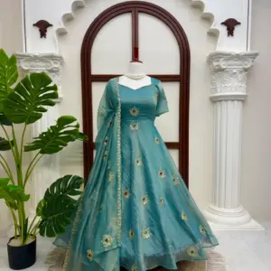 Salsa Silk Gown with Pant Set & Dupatta